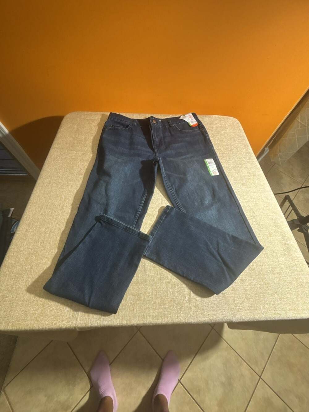 Wonder Nation Boys Straight Denim Jeans Size 16 Husky Dark Wash Reinforced Knee